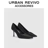 URBAN REVIVO2025秋季新款女士烫钻尖头细高跟单鞋UAWS50125#