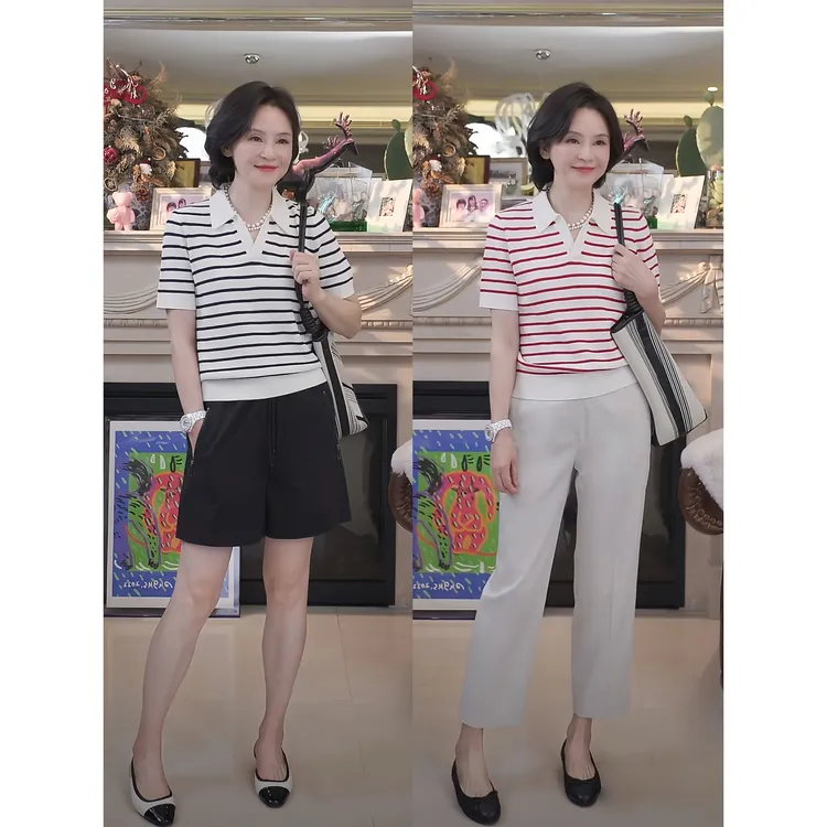 我是摩羯 少女航海家 依力特经典条纹舒适百搭休闲夏季Polo衫