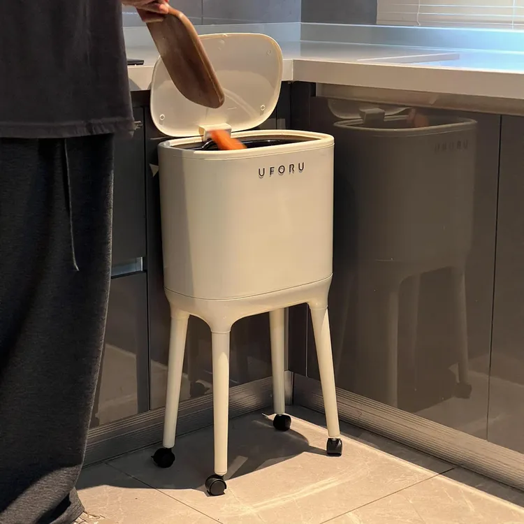 厨房垃圾桶大号大容量家用带盖高颜值免弯腰高脚高款可移动按压式