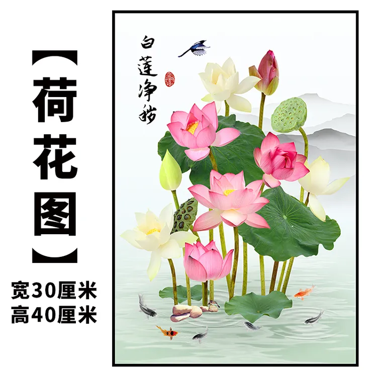 荷花图贴画40x30厘米