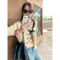 韩系针织开衫配吊带女早秋季毛衣外套外搭上衣氛围感穿搭