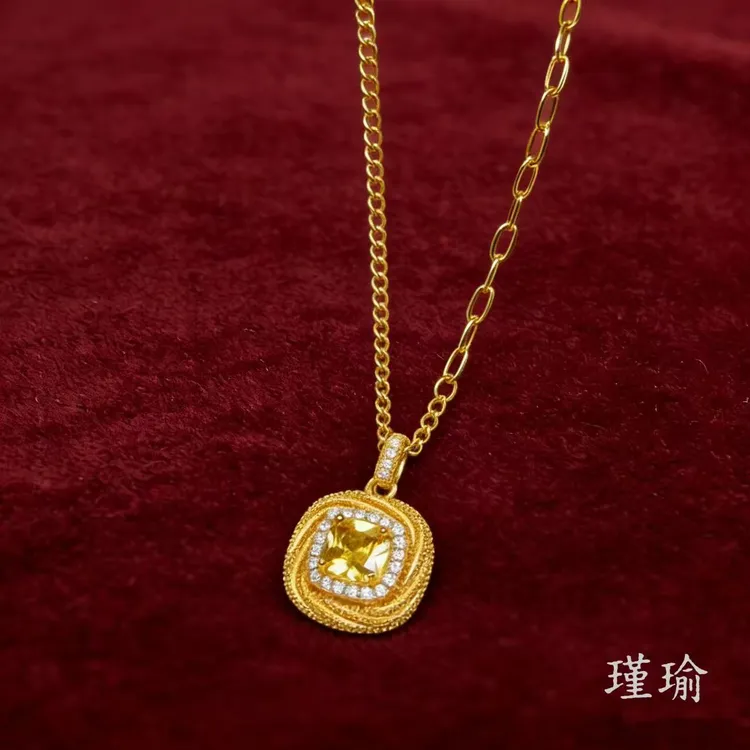 项链  K0472黄色方糖项链多样性发货97651