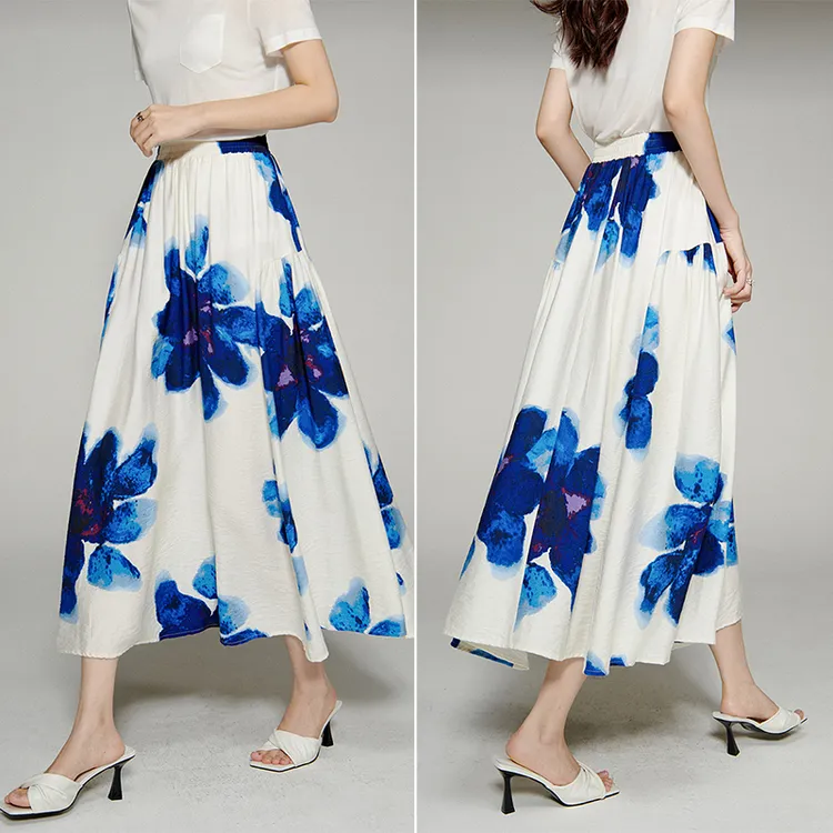 晚白【新品】2025洋气印花半身裙洋气A字半身裙25051992