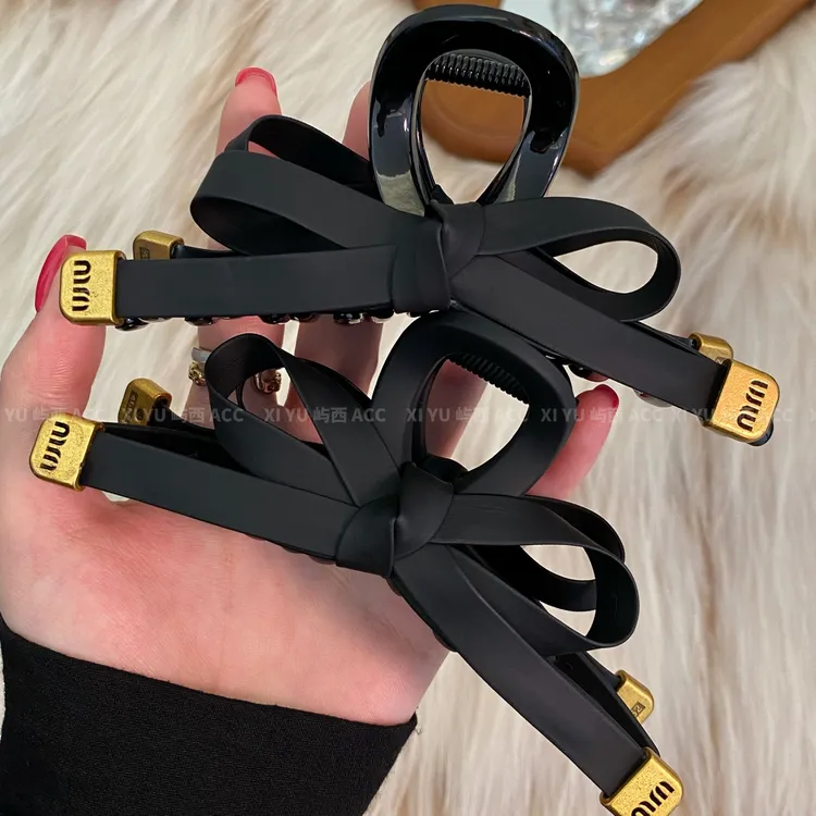 巴黎街秋冬高品质韩系气质金标蝴蝶结大号抓夹女高级感百搭鲨鱼夹