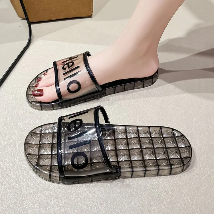 爆款小众透明水晶拖鞋潮款夏季2024新款室内防滑洗澡沙滩凉鞋平底