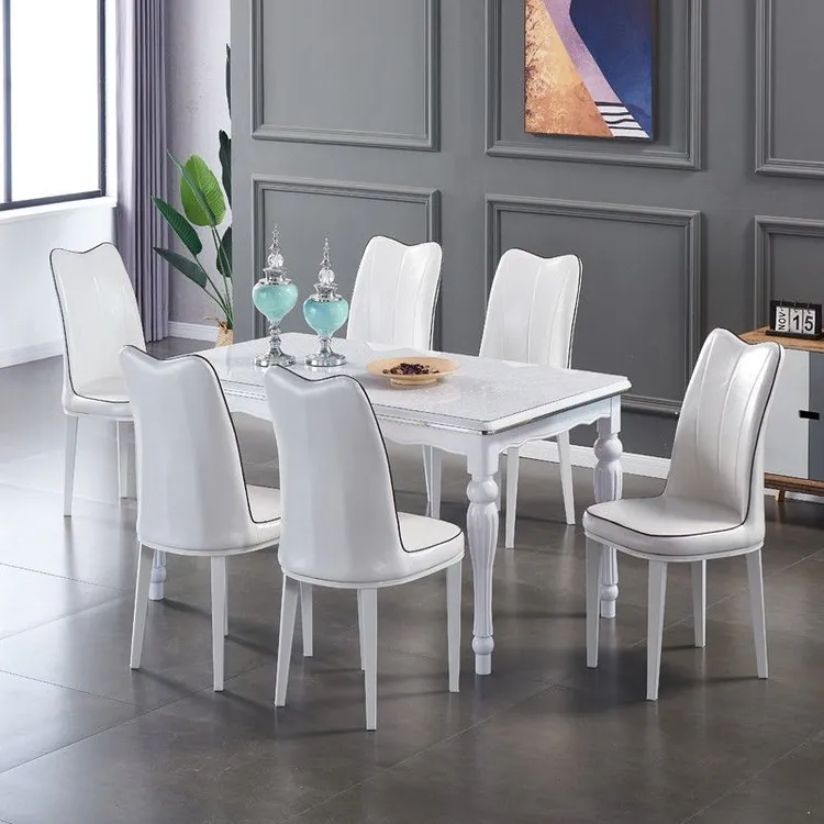 北欧餐桌椅组合小户型实木家具现代简约4人6人长方形钢化玻璃饭桌