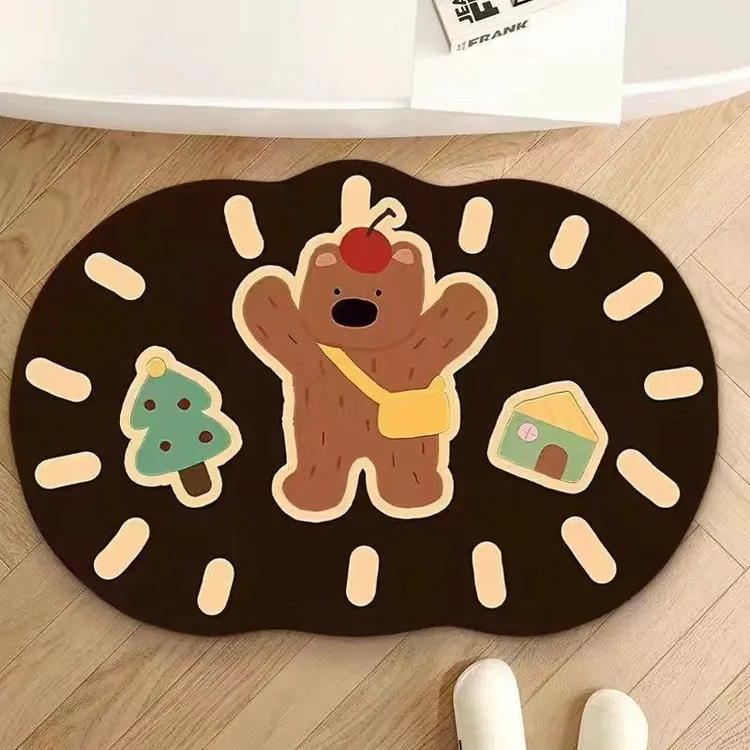 【硅藻泥】速干防滑卫生间浴室门口地垫卡通动物脚垫耐脏入户门垫LW