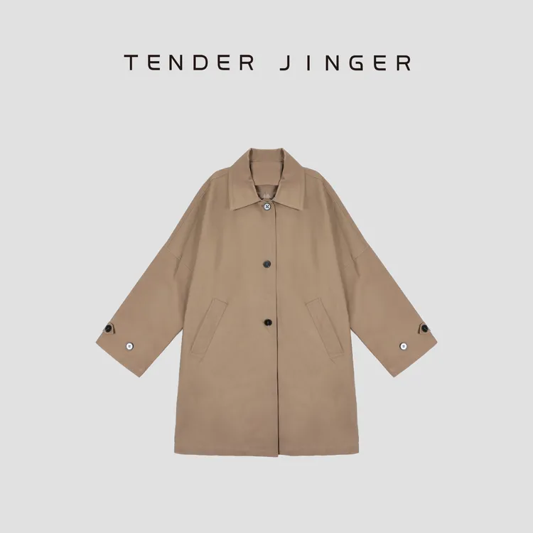 Tender Jinger简约单排扣翻领廓形风衣外套T53YGG50028