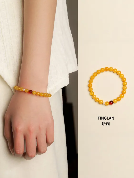 云蔚·Yunwei·「听澜」蜜蜡7mm手串 新中式文玩蜜蜡手串