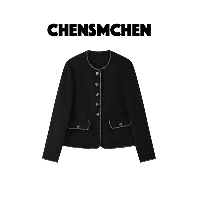 CHENSMCHEN 100绵羊毛时尚复古小香外套女精致百搭上衣CSW9611YW