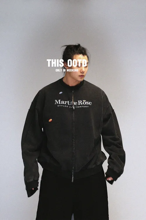 时尚潮流不规则拼接水洗美式外套男女卫衣