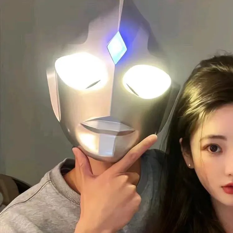 迪迦奥特曼头套可发光头盔cos可穿戴真人仿真迪特利迦神光棒玩具