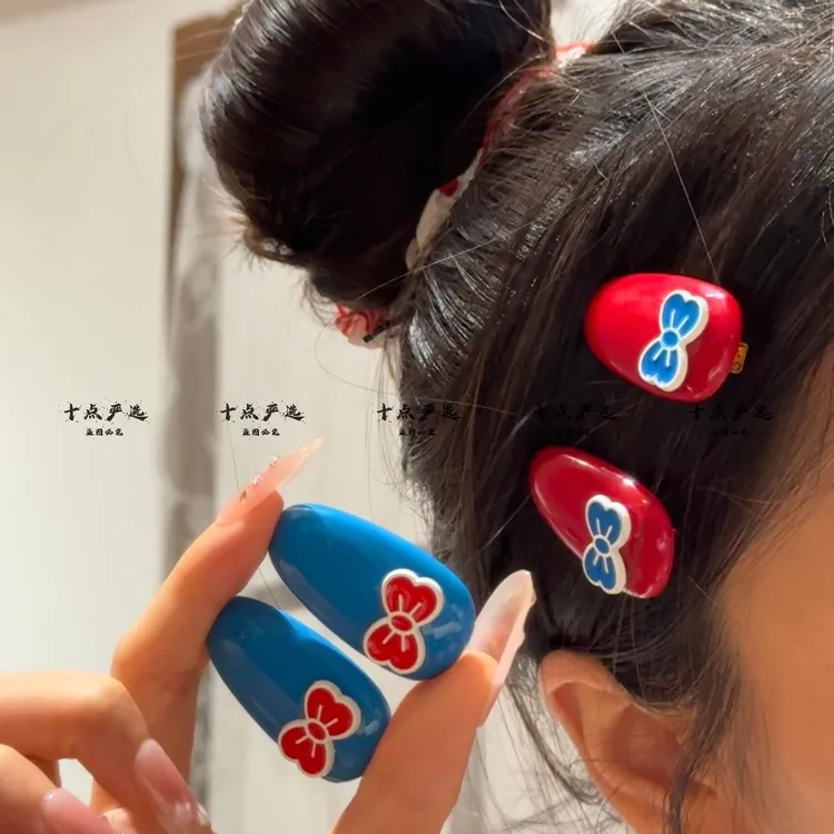 可爱蝴蝶结水滴发夹女前额侧边刘海夹碎发少女鸭嘴夹儿童发卡发饰