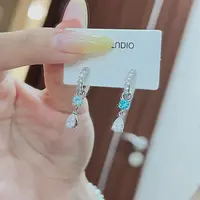 铜合金合成锆石耳饰 无尽夏日个性简约百搭超仙直针耳扣耳圈耳环