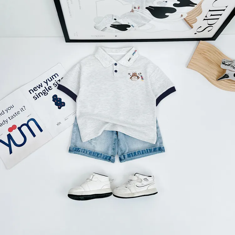 儿童夏季短袖POLO衫男童T恤薄款2025新款潮牌HZ25361悠悠童话童装