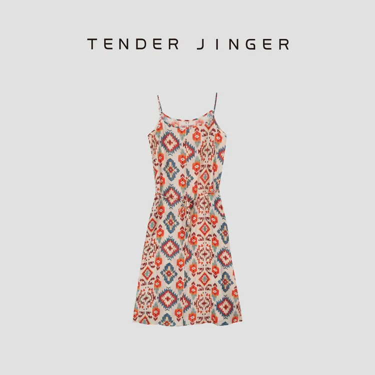 Tender Jinger印花波西米亚度假风气质连衣裙T52HHH30831