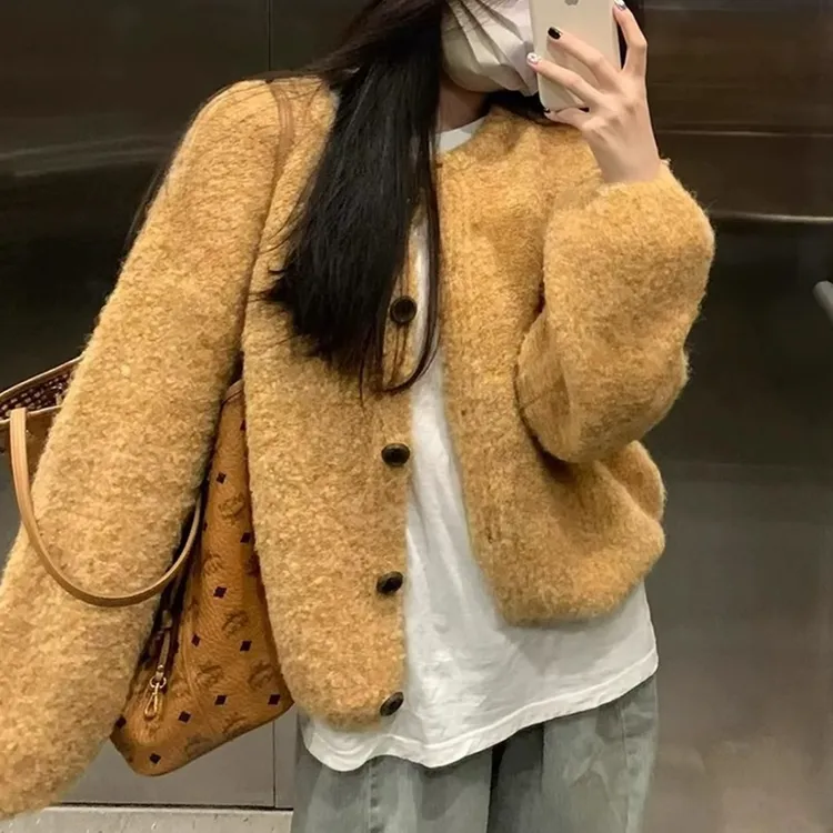 软糯慵懒风黄色针织开衫毛衣女初秋装2025小个子短款减龄百搭外套