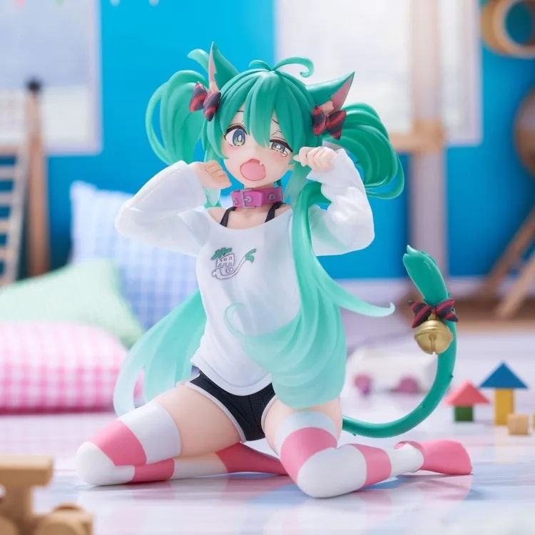 初音未来MIKU跪姿猫耳初音压杯面坐姿手办动漫二次元美少女手办