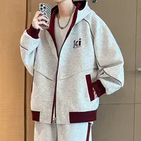2025秋季新款连帽棒球服青少年男装潮流撞色刺绣开衫连帽休闲外套