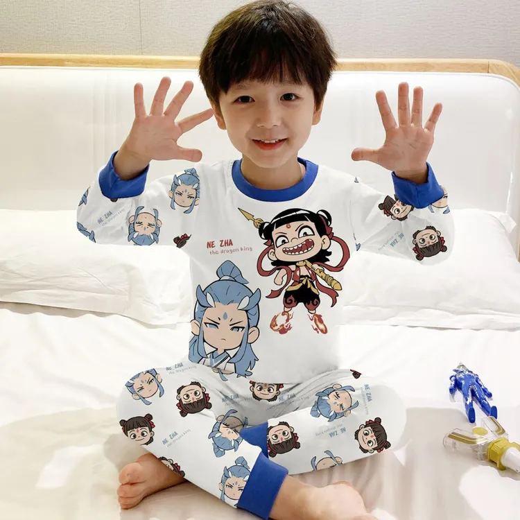 儿童秋衣秋裤春秋款男童保暖内衣套装冬季男孩宝宝哪吒敖丙棉毛衫