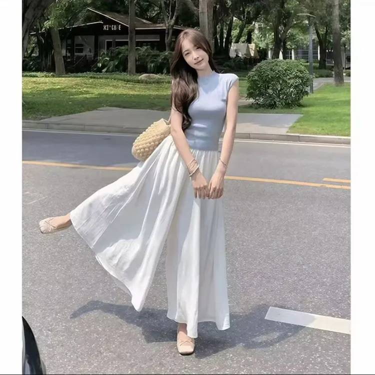 8926# 2025夏季白色垂感高腰显瘦宽松松弛感阔腿裙裤设计气质百搭