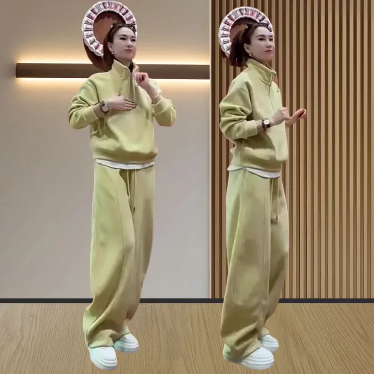 设计感休闲舒适百搭套装女2025春秋新款显高显瘦卫衣阔腿裤两件套