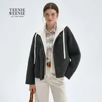 *TeenieWeenie小熊女毛呢外套25简约时髦宽松连帽大衣TTJW258TW7A
