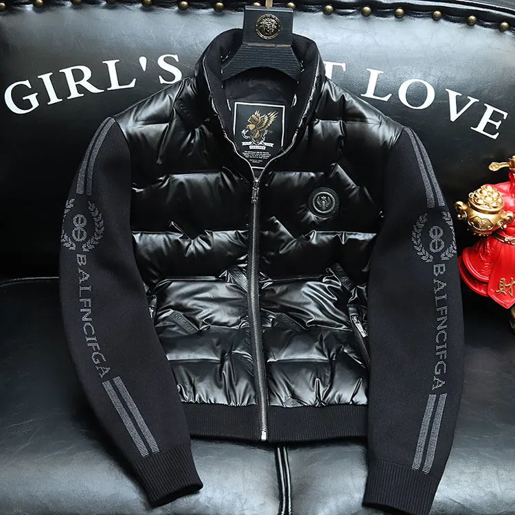 TANVIKENGD/泰维肯戈90白鸭绒短款加厚外套男冬季时尚亮面羽绒服