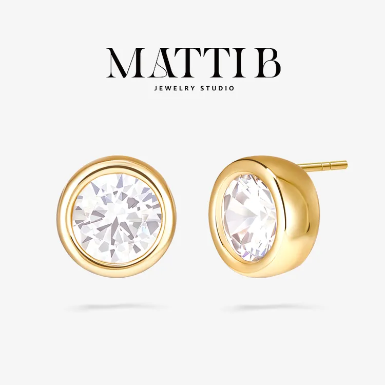 铜合金合成锆石耳饰 小圆豆超闪百搭气质轻奢高级泡泡耳钉女2053