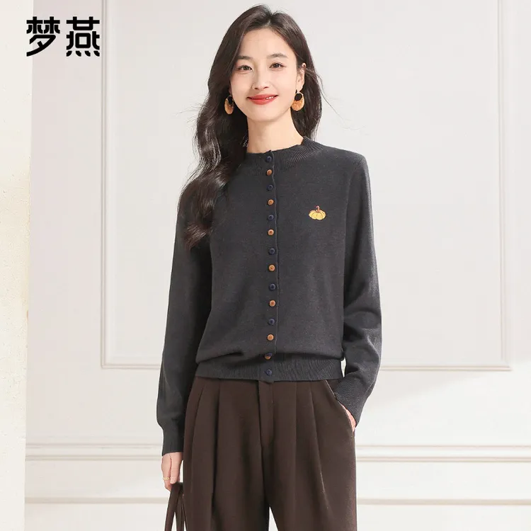 梦燕秋冬女款简约百搭宽松开衫时尚保暖打底长袖针织衫CC03B5006