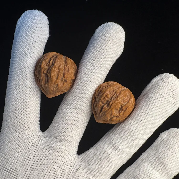 野生文玩核桃玲珑手捻粗筋八棱金钱底迷你核桃手捻把件解闷玩具