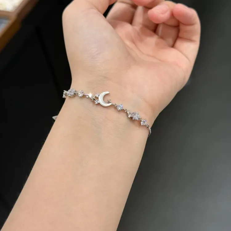 铜合金合成锆石手链 1235 超高版 轻奢设计款海边月手链