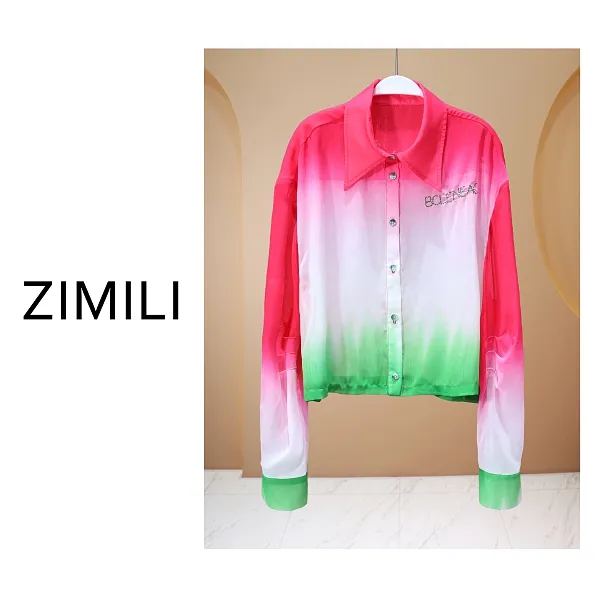 【亮哥女装】2025《醇厚》西瓜红渐变刺绣时尚衬衫8008