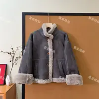 喜樂  2025立领麂皮绒拼接毛毛外套冬季新款时尚百搭短款女士保暖