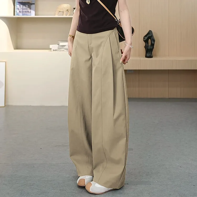 设计感宽松阔腿裤子女2025年春秋新款垂感休闲弯刀裤遮胯香蕉裤子