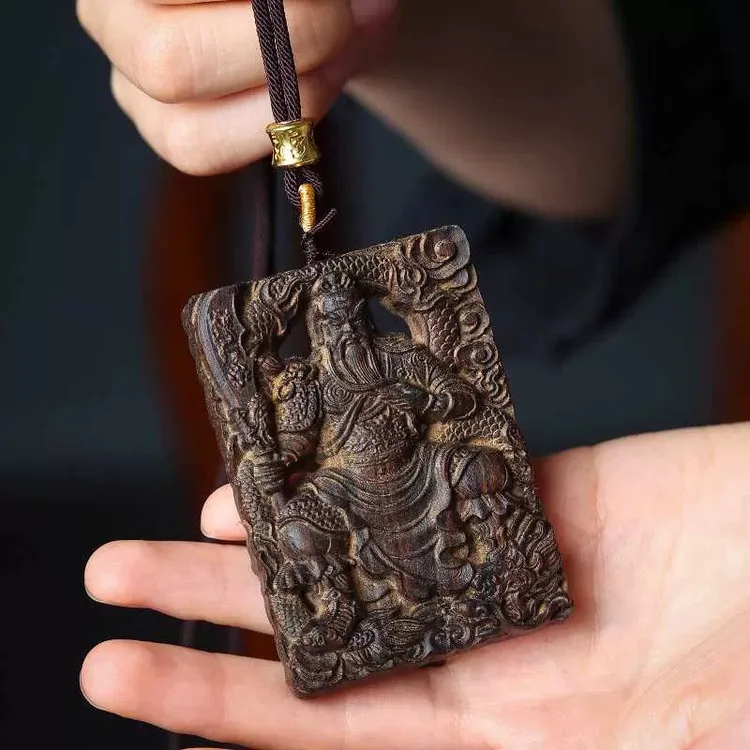 沉香木《御龙立刀关公》5/7cm 沉香木原木天然复古原雕刻