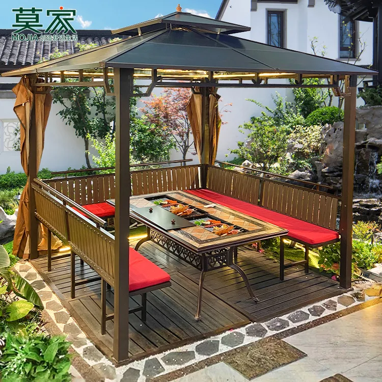 【莫家品牌】四柱凉亭别墅花园防水高端新中式烧烤喝茶凉亭户外庭院