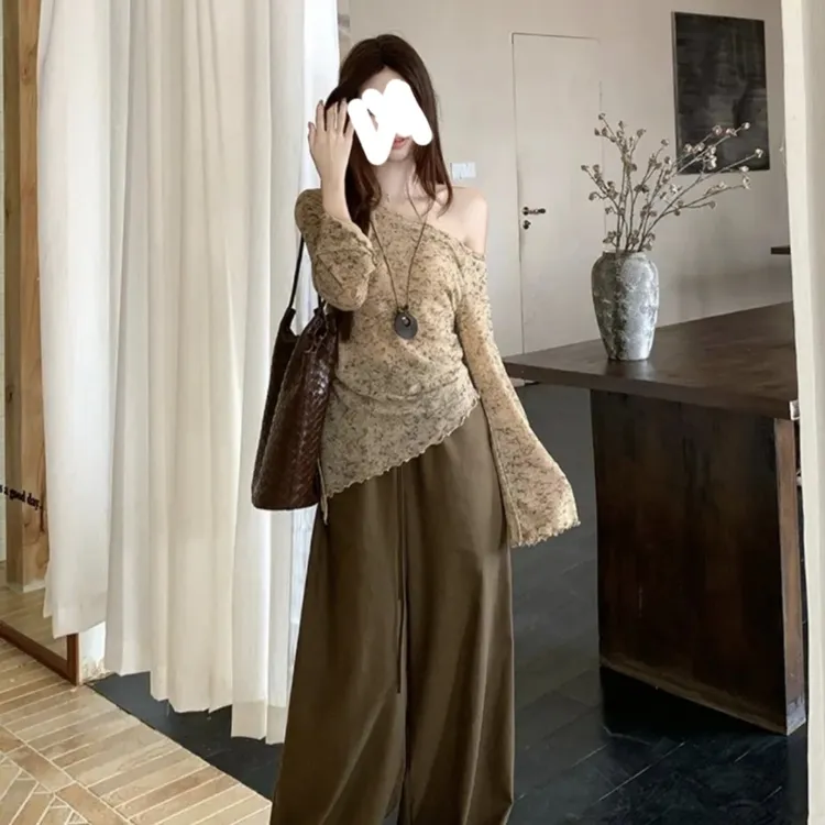 《现货现发》2025新款韩系辣妹穿搭不规则长袖针织衫秋季抽绳休闲裤