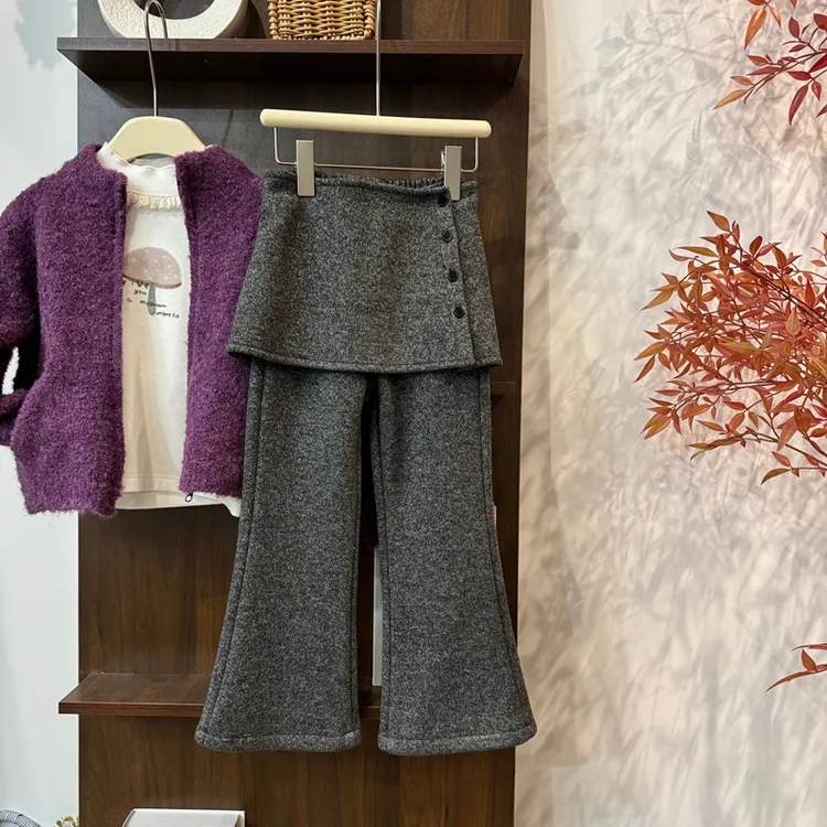 【现货】leomama女童加绒加厚屁帘裤秋冬25新款儿童宝宝裙帘喇叭裤