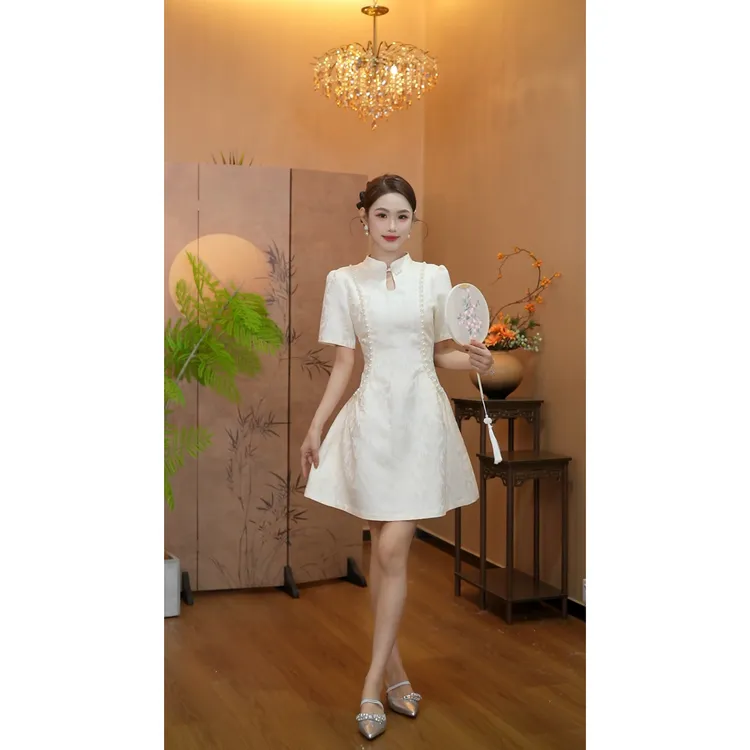 3536小个子气质名媛改良旗袍连衣裙女夏高级感新中式轻奢裙子
