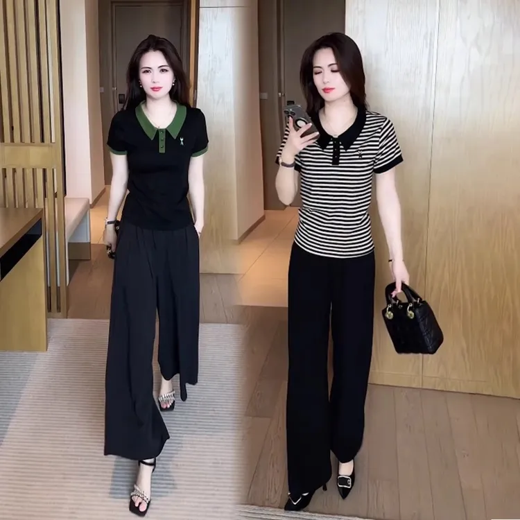 条纹短袖t恤2025今年流行新款时尚显瘦女装体恤百搭夏款洋气上衣