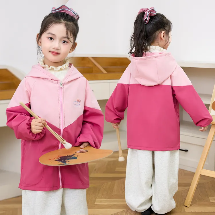 女宝宝罩衣秋冬季外穿套羽绒服护衣防水防脏中大童正穿衣外套拉链