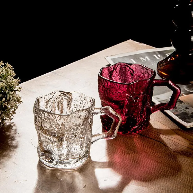不规则冰川玻璃杯家用喝水杯子ins风高颜值咖啡牛奶果汁饮料复古