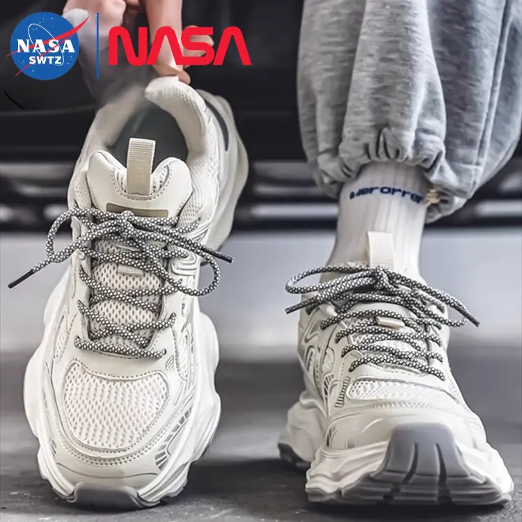 NASA联名专柜正品港风鞋男款高级感网面鞋休闲百搭厚底增高运动鞋