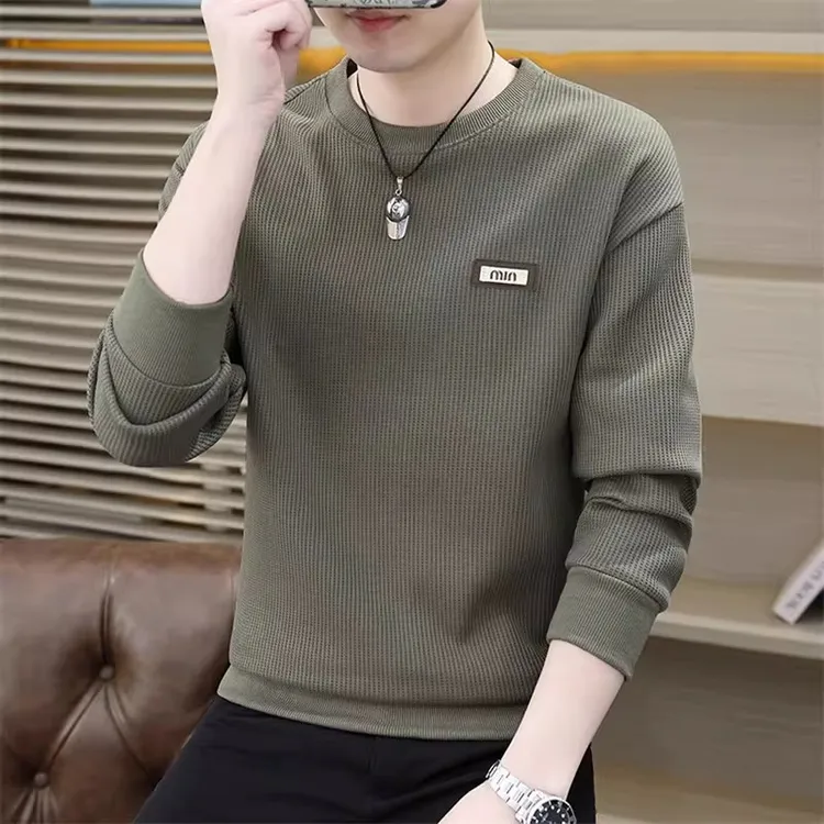 CQV圆领卫衣男士秋冬季新款打底衫潮流休闲上衣服纯色百搭长袖t恤