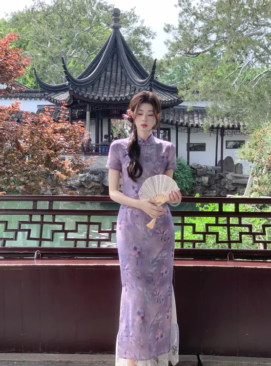 EIA一尧新中式国风【紫黛】气质古朴清雅旗袍连衣裙显瘦温婉禅意裙