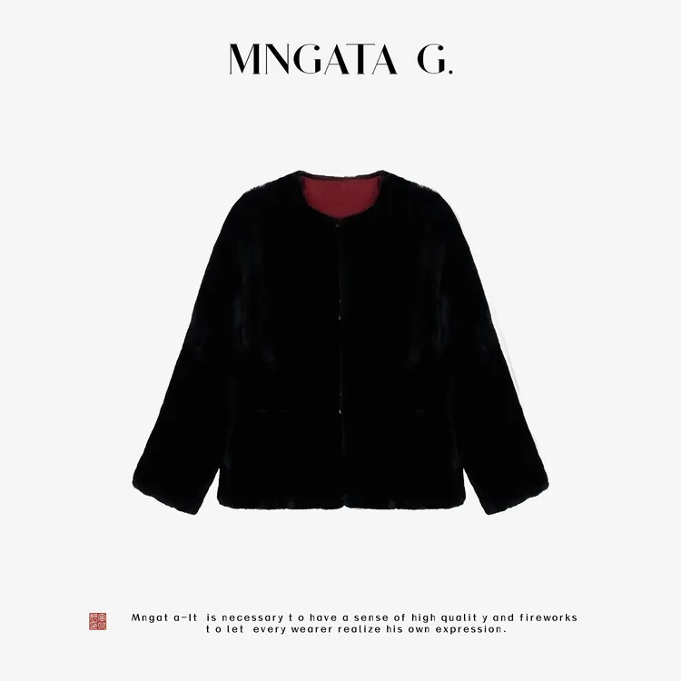 MNGATA G.宫小妍【曼奢·红满京城】真丝兔毛新中式秋冬外套X280481