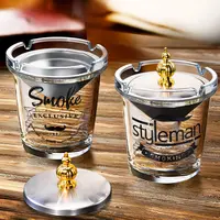 烟灰缸防风防飞灰2025新款爆款家用不锈钢漏斗带盖办公室大号烟缸