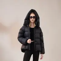 云朵零压95%白鹅绒羽绒服女冬短款新款宽松泡芙龟背加厚黑色时尚