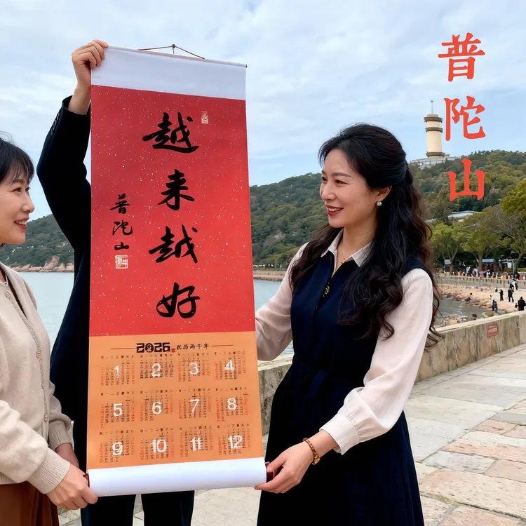 正版普陀山2026年越来越好马年挂历家用大号挂历新年挂历